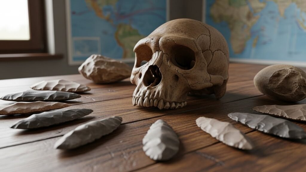 Fósseis e ferramentas que ajudam a entender quem veio antes de adão e eva na história biológica.