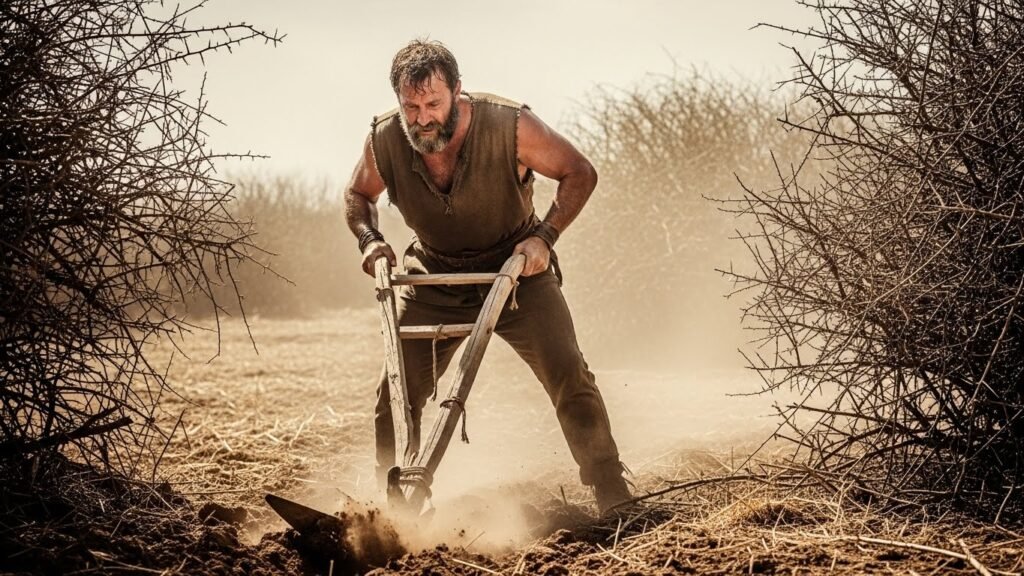 Para onde foram Adão e Eva depois de serem expulsos? A vida após o Jardim 2 Adão trabalhando na terra difícil após ser expulso do Jardim do Éden