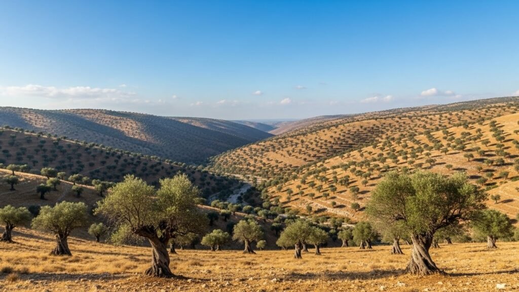 A História de Davi e Golias: O Guia Completo sobre Coragem, Fé e Superação 2 Paisagem histórica de onde foi a batalha de davi e golias entre as colinas