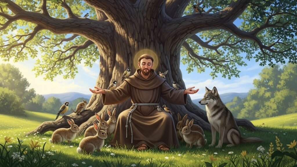 O amor do santo protetor dos animais por todas as criaturas da natureza