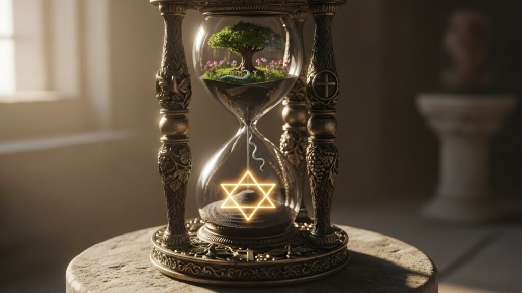 Representação do tempo de adão e eva quanto tempo antes de cristo segundo as genealogias.