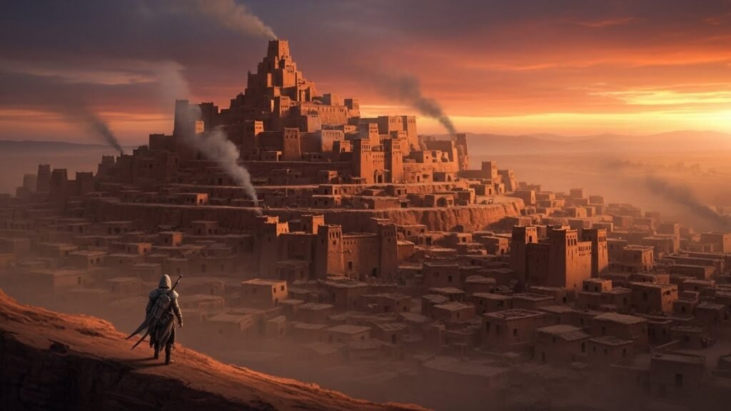 Caim encontrando a Terra de Node, sugerindo povos que já habitavam outras regiões.